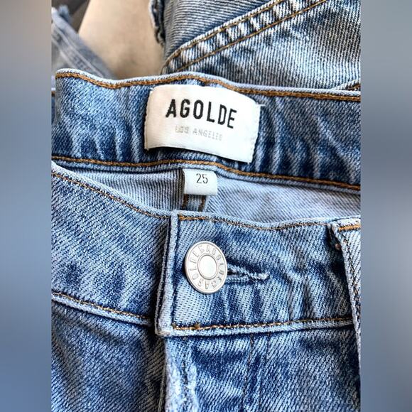 AGOLDE Nico High Rise Light Wash Distressed Slim Leg Jeans - Picture 4 of 14